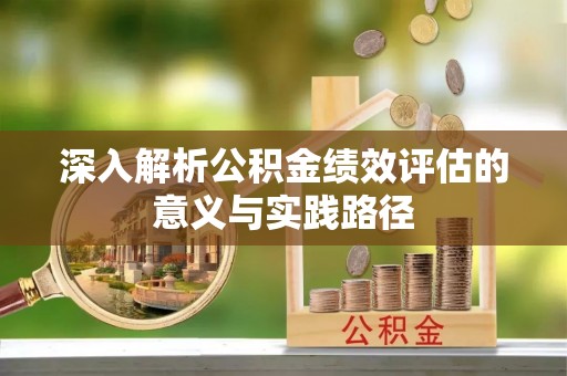 杂多深入解析公积金绩效评估的意义与实践路径