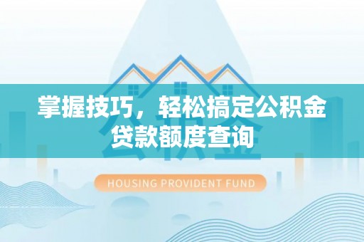 杂多掌握技巧，轻松搞定公积金贷款额度查询