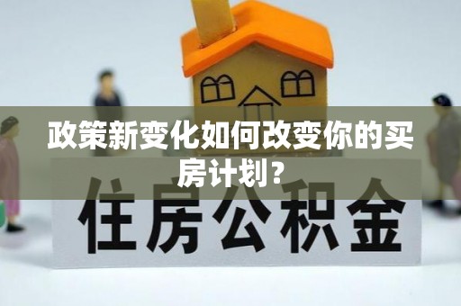 杂多政策新变化如何改变你的买房计划？